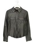 ZARA Black Faux Keather Fitted Western Style Shirt UK S
