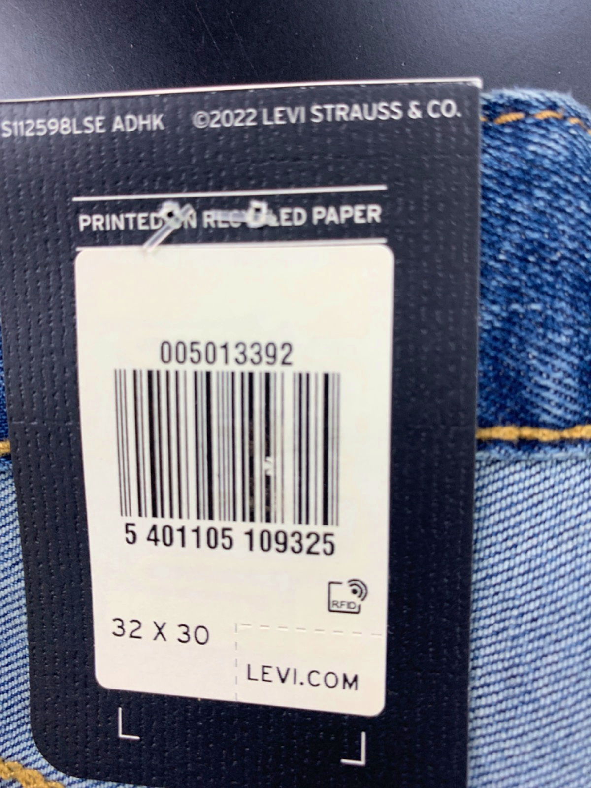 Levi's Blue 501 Original Stretch Jeans W 32 L 30