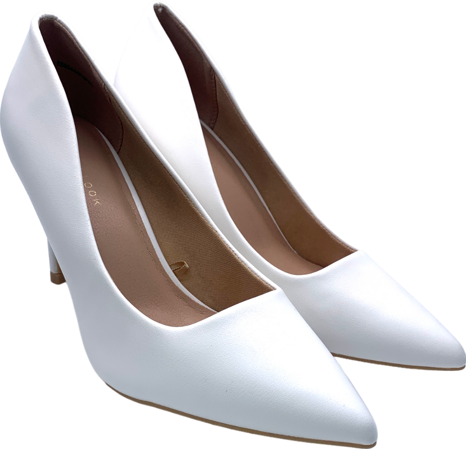 New Look White Leather Look Pointed Stiletto UK 4 EU 37 👠