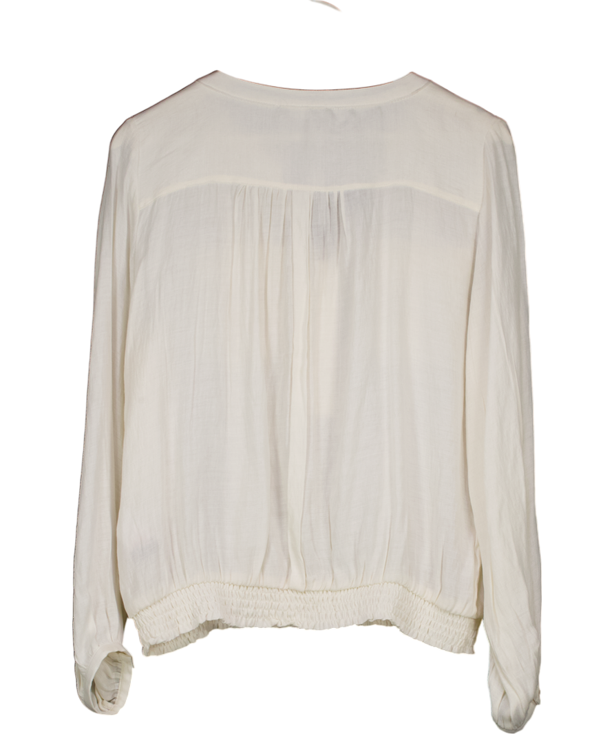 Mint Velvet Cream Viscose Blend Shirred Hem Blouse UK 16