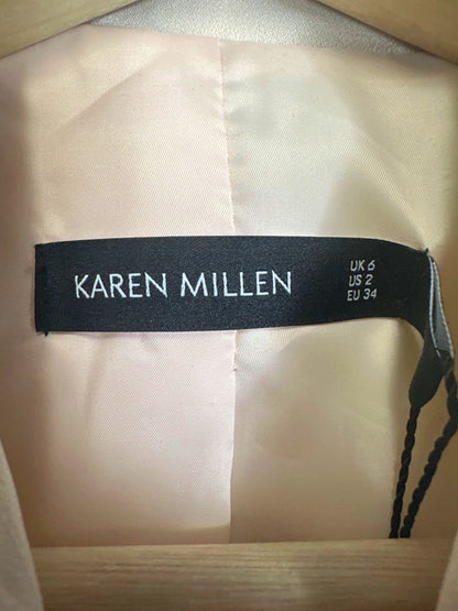 Karen Millen Natural Tuxedo Wrap Jumpsuit UK 6