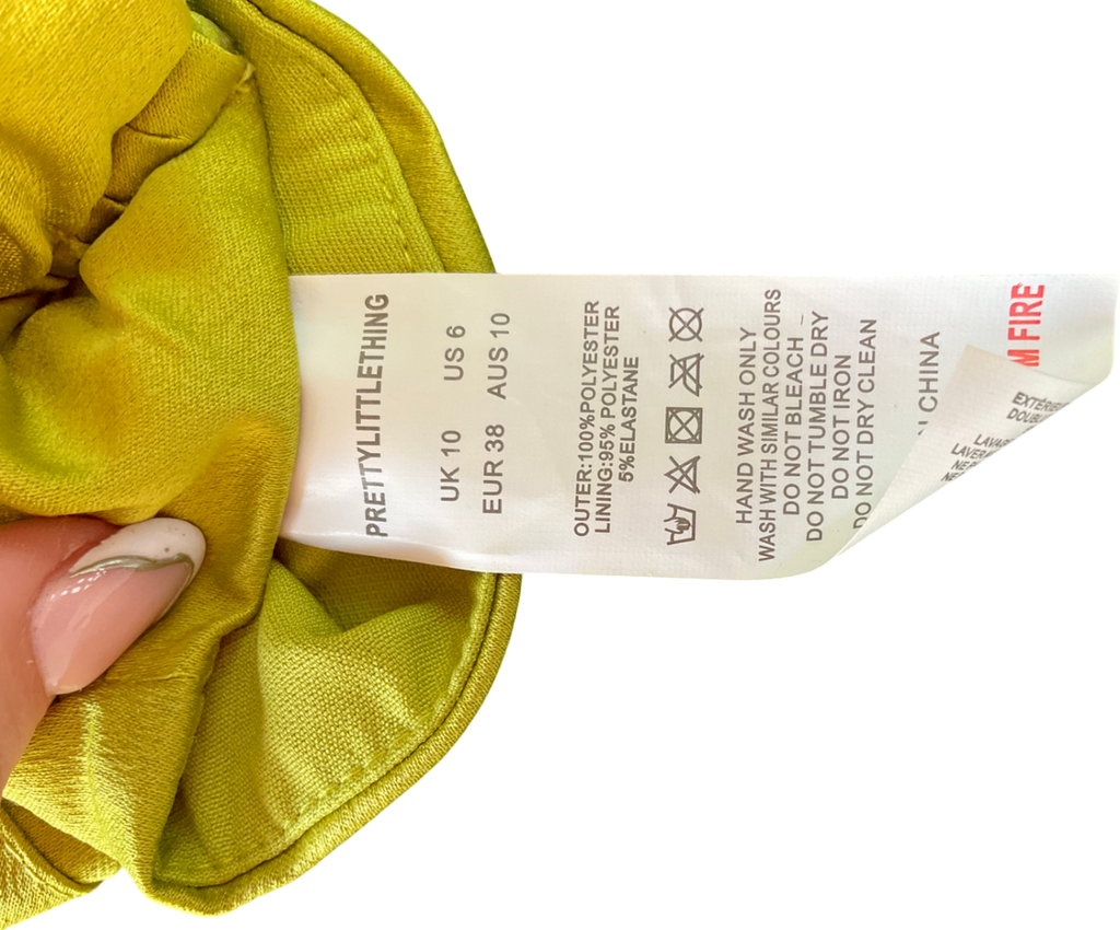 PrettyLittleThing Green Silk Chiffon Midi UK 10