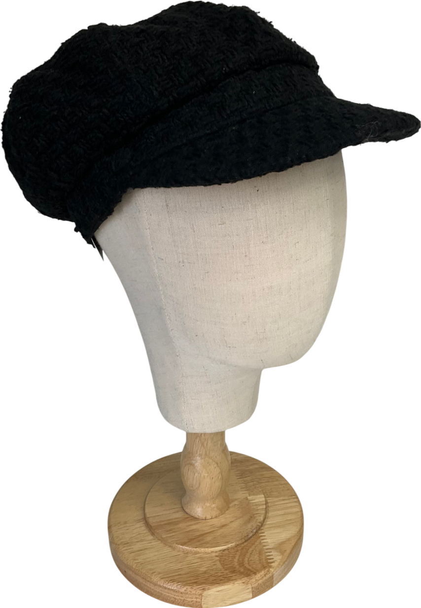 Accessorize Black Knitted Baker Boy Hat One Size