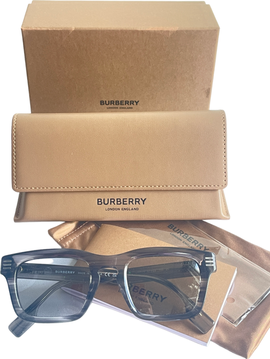 Burberry Grey Be4403 Rectangular-frame Acetate Sunglasses In Case & Box