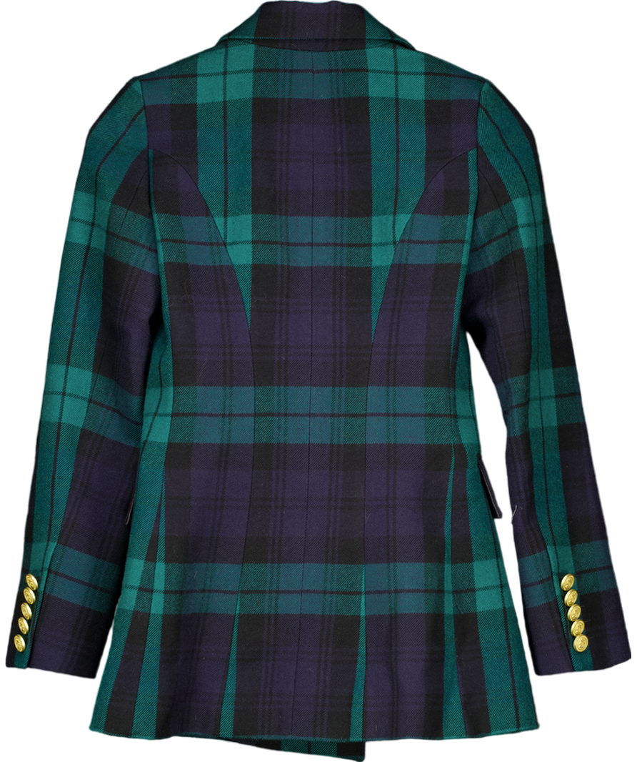 Holland Cooper Green Tartan Double Breasted Blazer UK 6