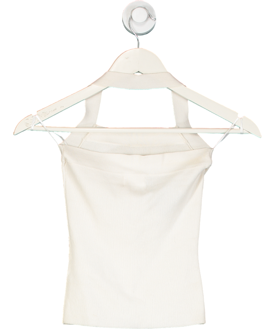 H&M White Neck Detail Knit Top UK 6