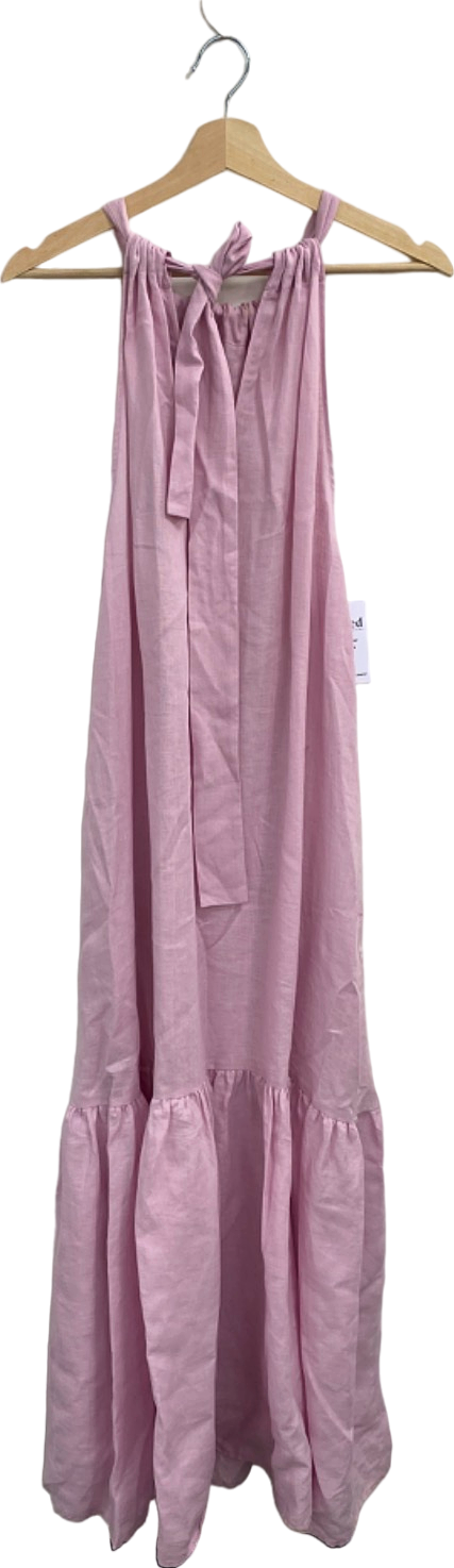 Asceno Pink Linen Dress Medium UK 12