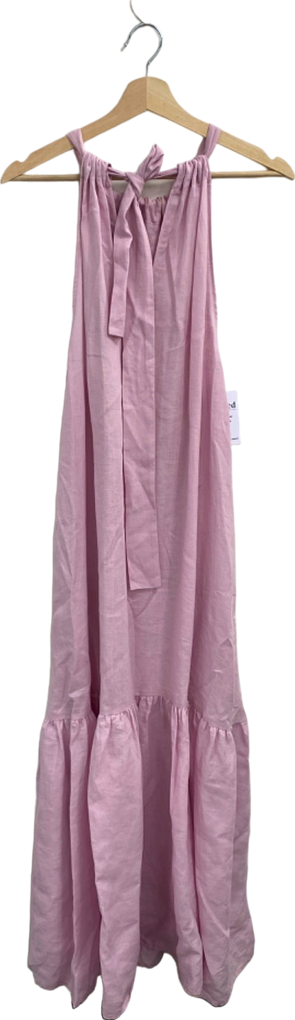 Asceno Pink Linen Dress Medium UK 12