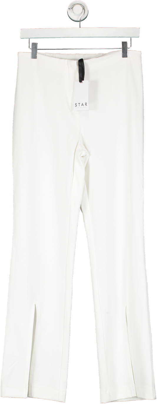 Star White Split Front Hem Trousers UK 10