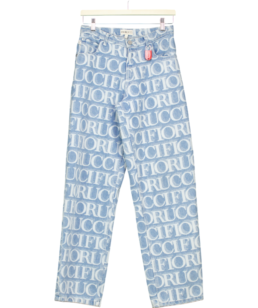 FIORUCCI Blue Monogram Print High Rise Jeans W26