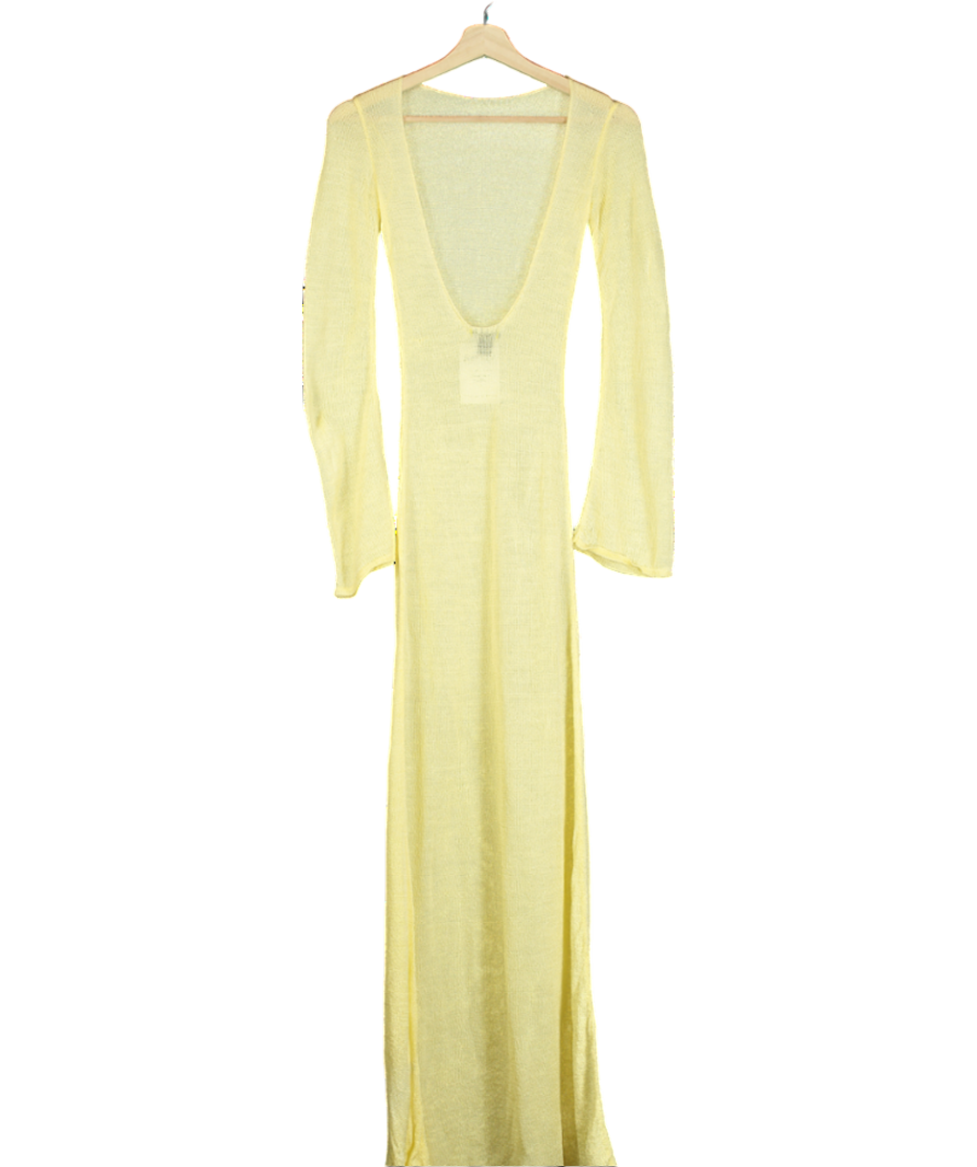 boohoo Yellow Petite Knit Maxi Beach Dress UK 10