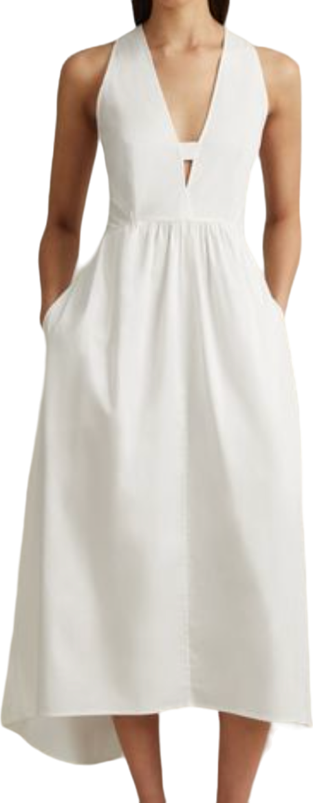 REISS White Yana Cotton Blend High-low Midi Dress BNWT UK 6
