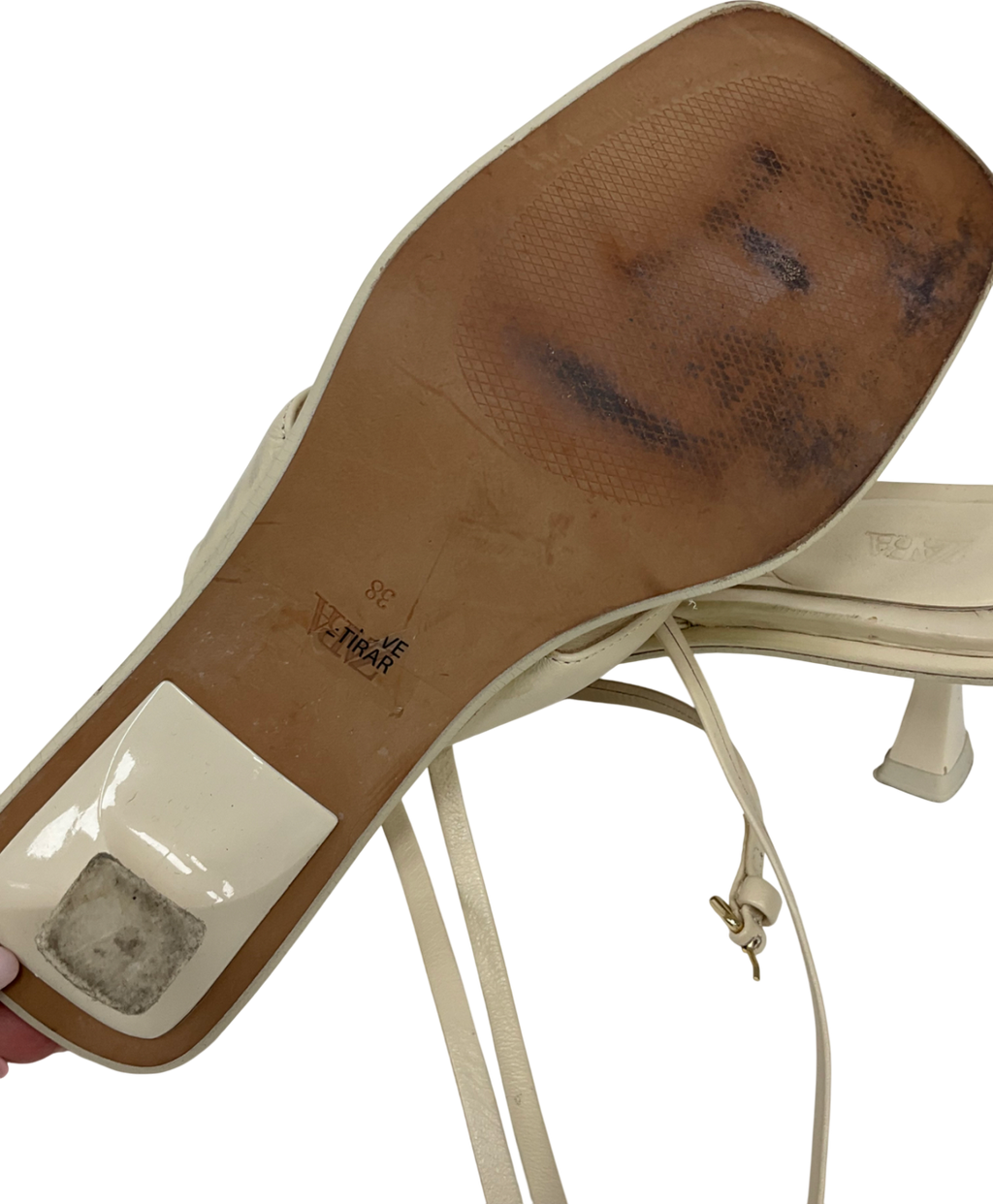 ZARA Cream Lace Up Sandals UK 5 EU 38 👠