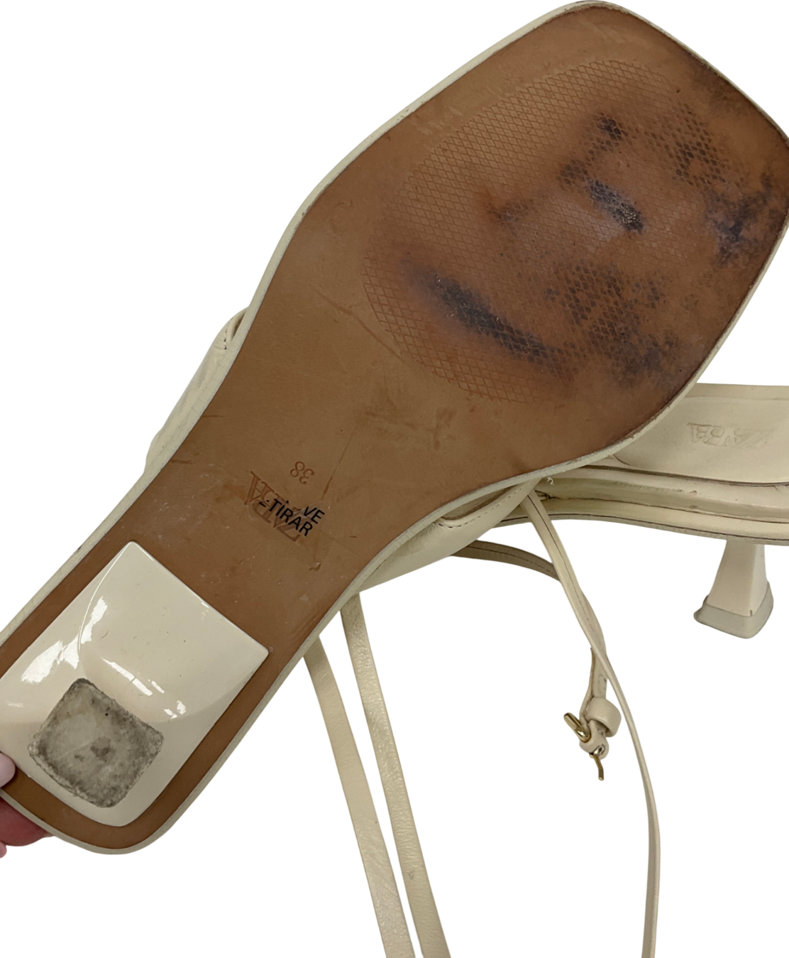 ZARA Cream Lace Up Sandals UK 5 EU 38 👠