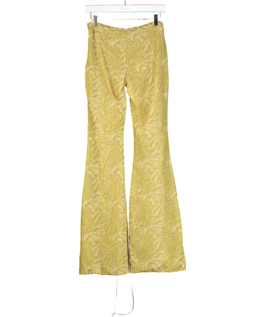 Mistress Rocks Yellow Olive Print Trouser UK S