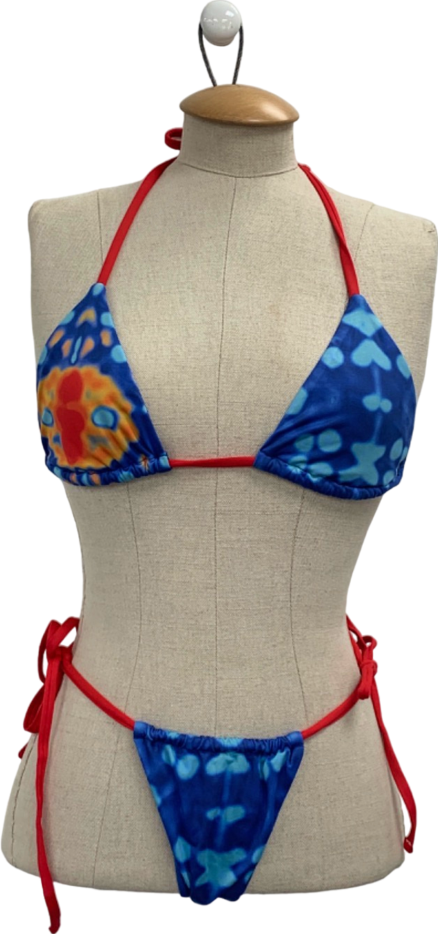 Paralía Blue/Red Tie-Dye Bikini Set UK L