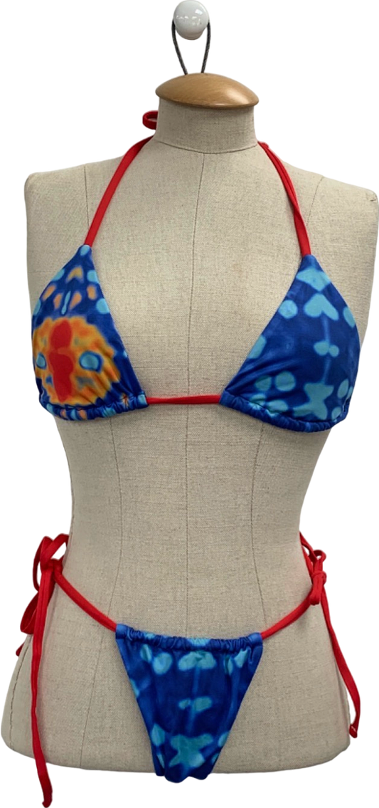 Paralía Blue/Red Tie-Dye Bikini Set UK L