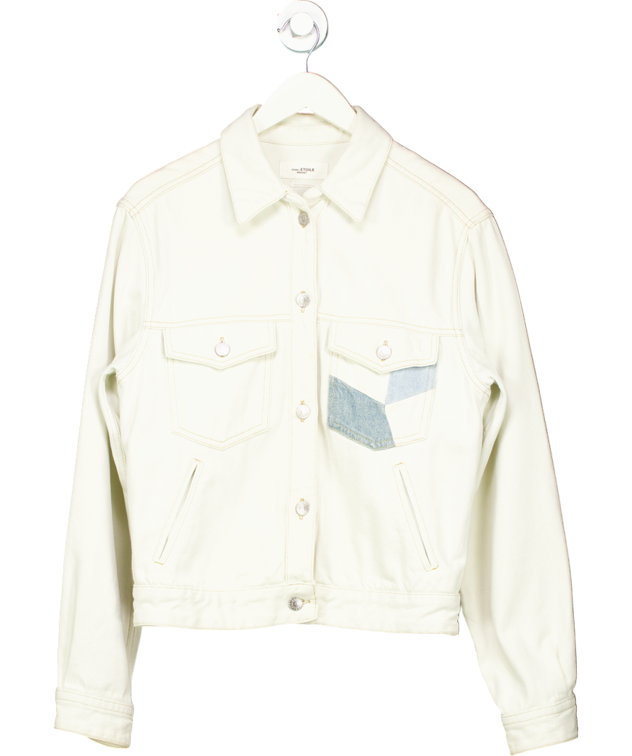 Étoile Isabel Marant Cream Lindya Patchwork Jeans Jacket UK M