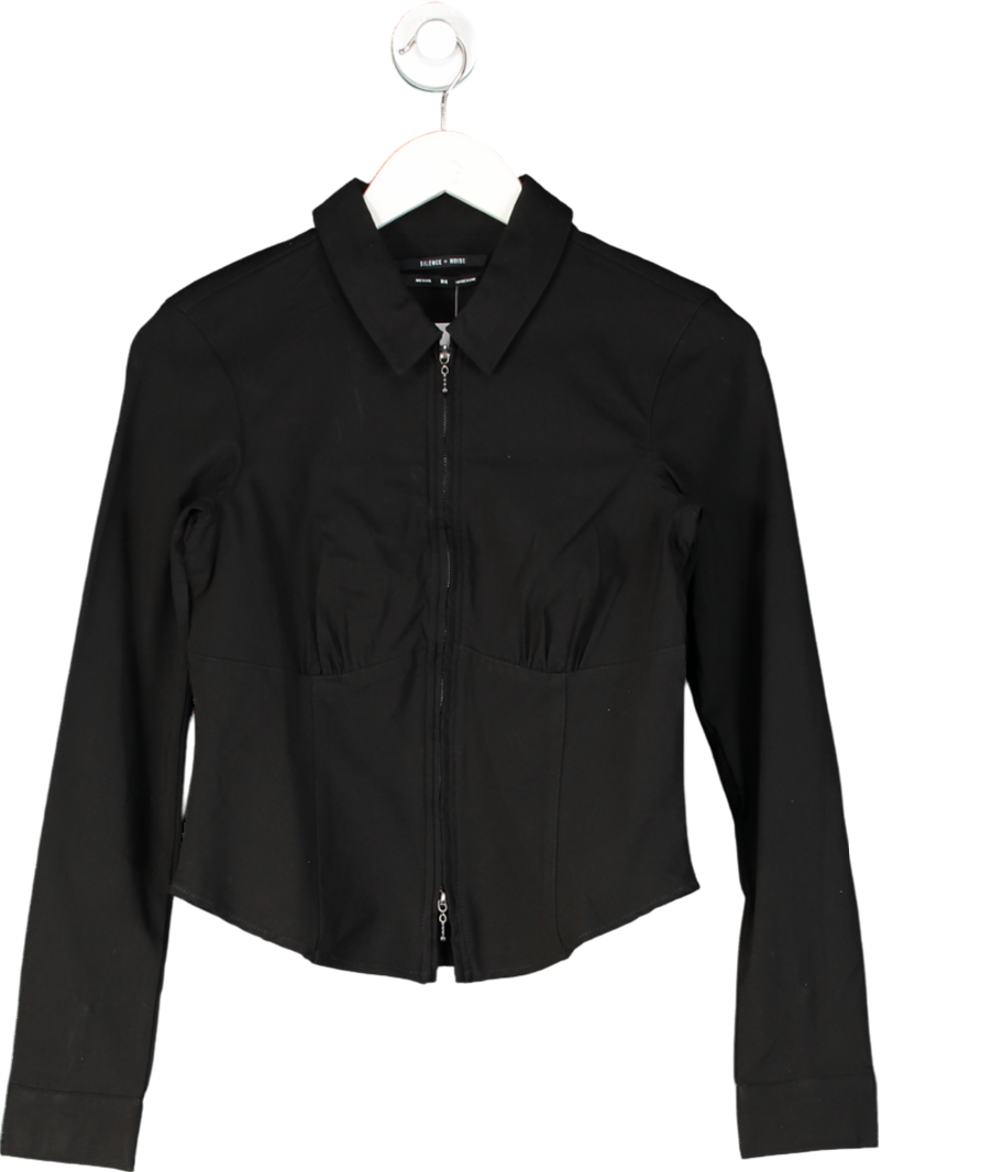silence + noise Black Hailey Zip Through Shirt UK M