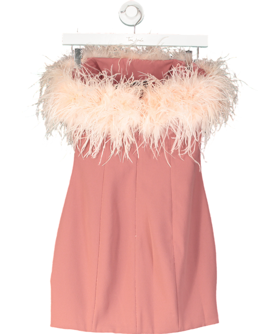 House of CB Pink Alexa Feather Mini Dress UK S