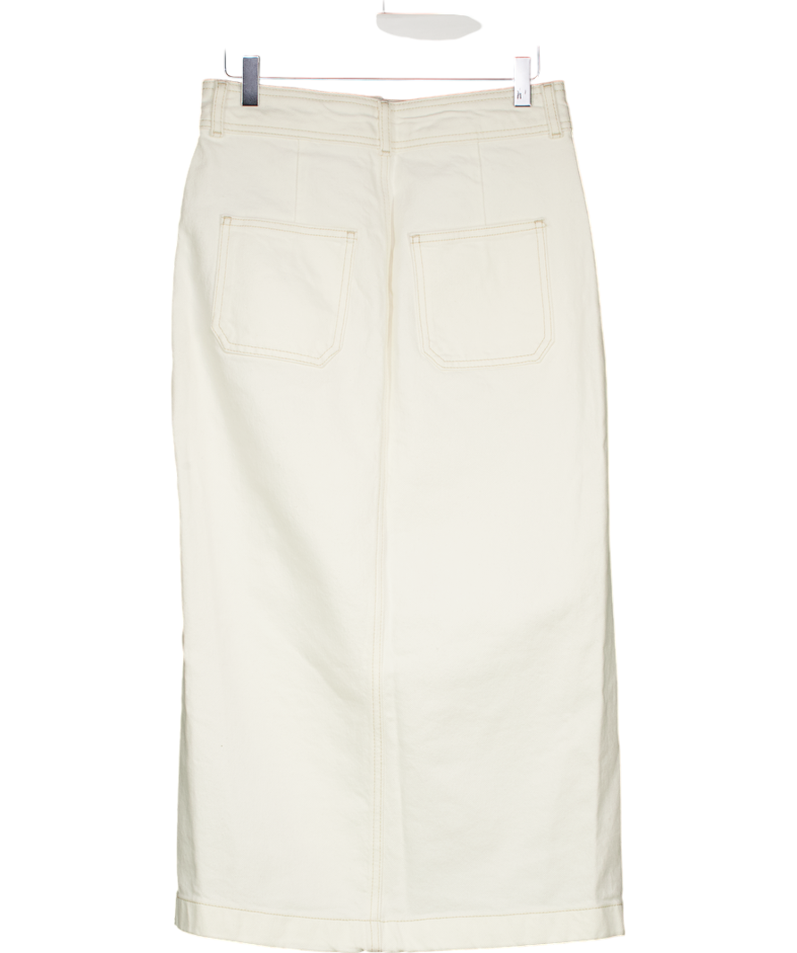 M&S Cream Denim Midi Skirt UK 8