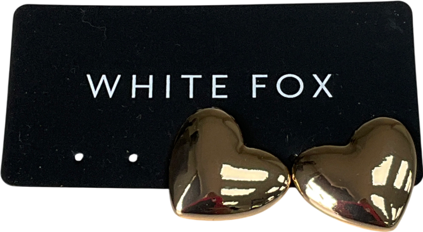 White Fox Metallic Heart Stud Earrings