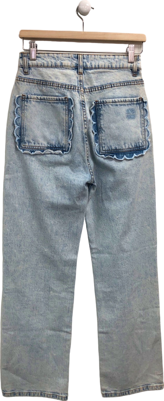 Never Fully Dressed Light Blue Denim Straight Leg Jeans UK 6