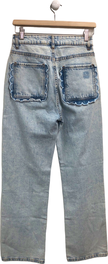 Never Fully Dressed Light Blue Denim Straight Leg Jeans UK 6