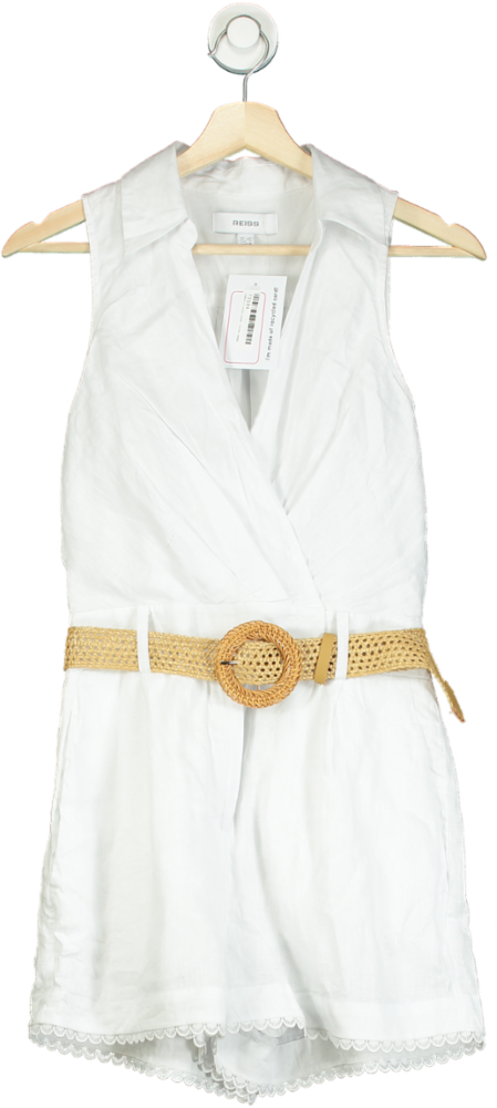 Reiss White Linen Playsuit UK 6