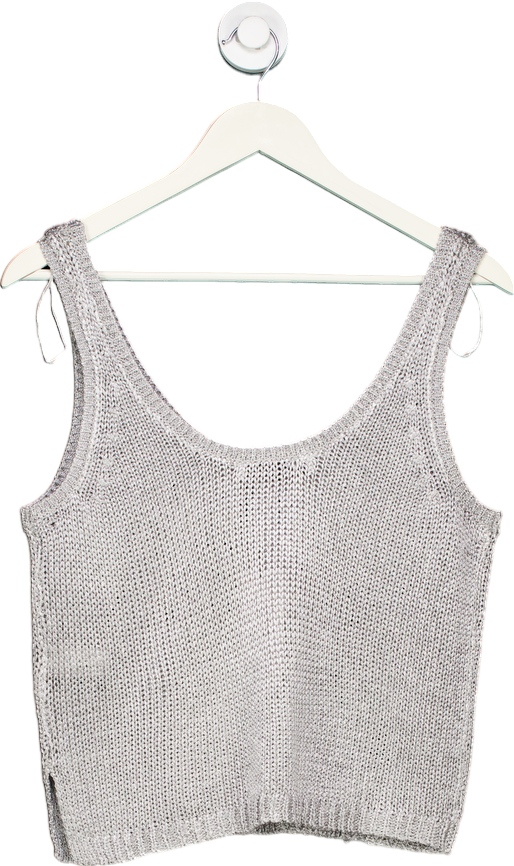 Zara Silver Knit Tank Top UK S