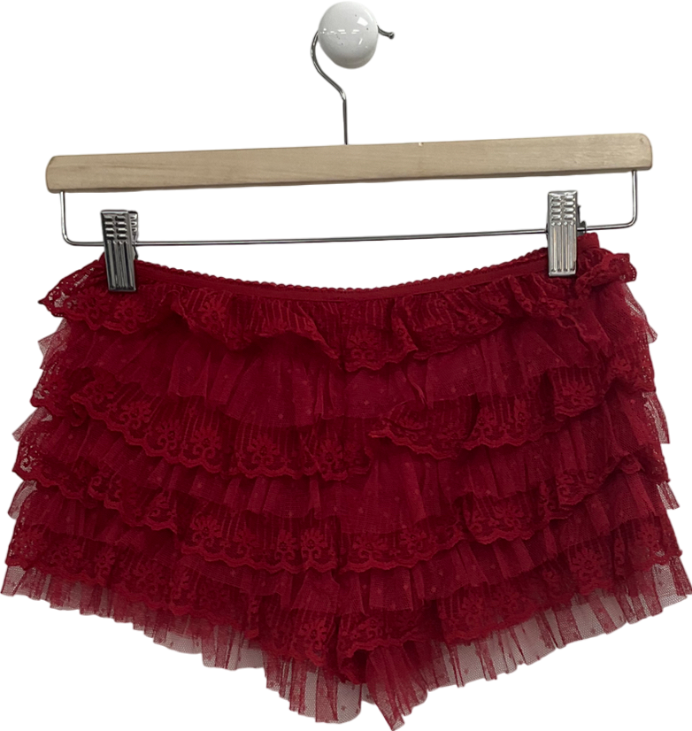 Jaded London Red Rhea Lace Shorts UK 6