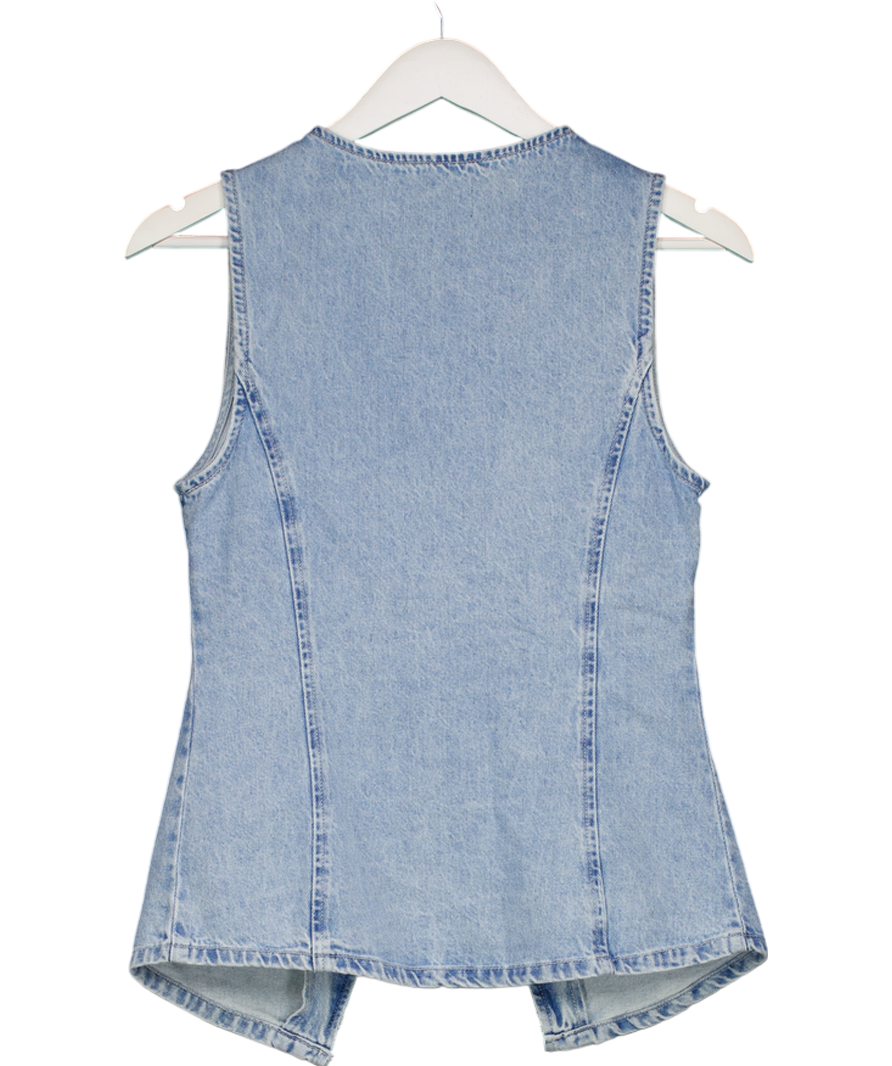 ASOS Blue Denim Waistcoat With Cinched Waist UK 8