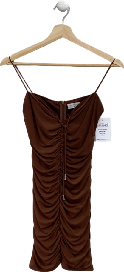 ThatsSoFetch Brown Ruched Mini Dress UK 6