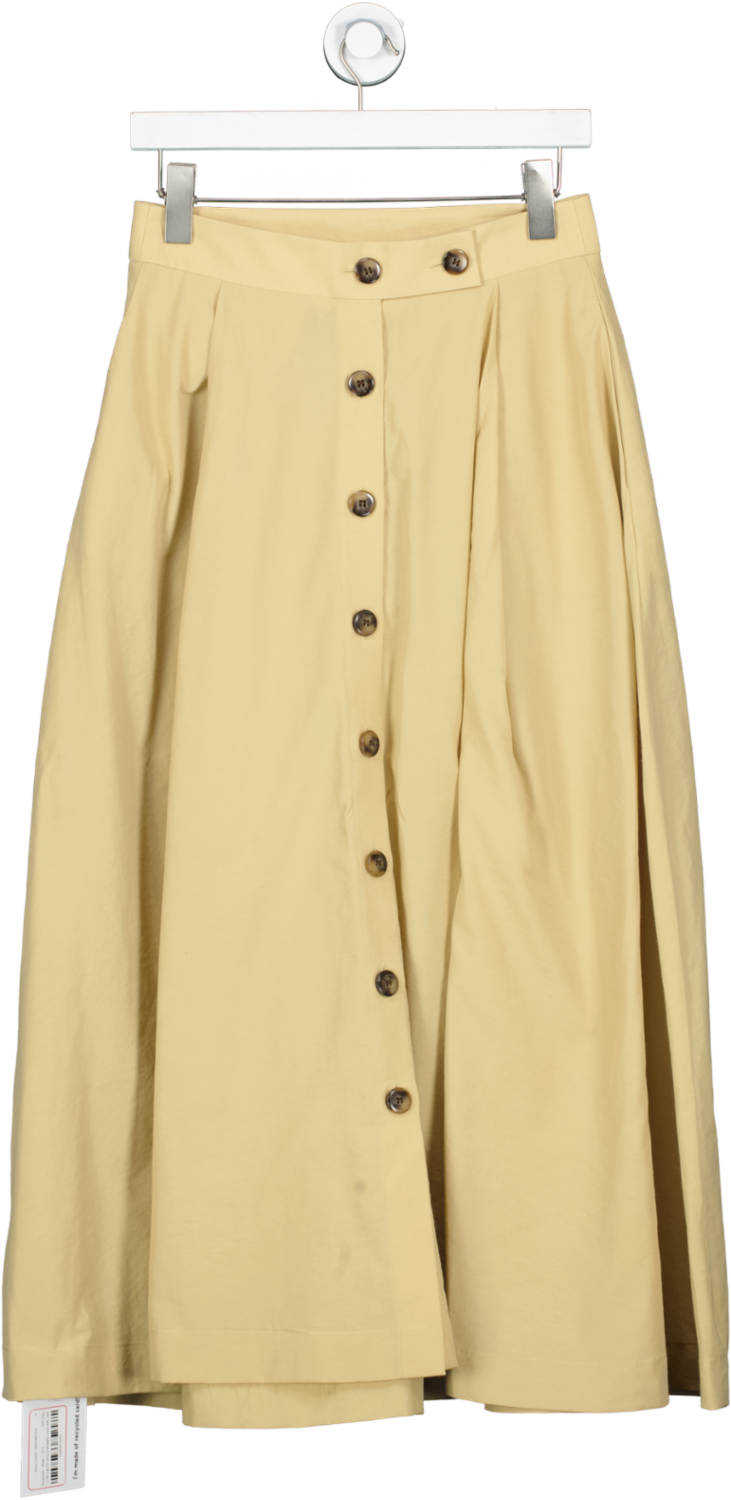 Bouguessa Beige Rania Crinkled Taffeta Midi Skirt UK S