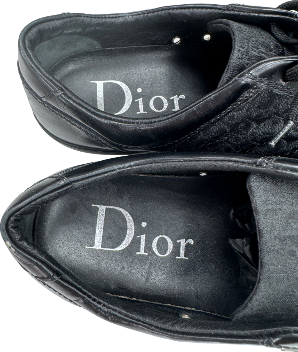 Dior Black Leather & Cloth "D" Charm Trainers UK 7.5 EU 40.5 👠