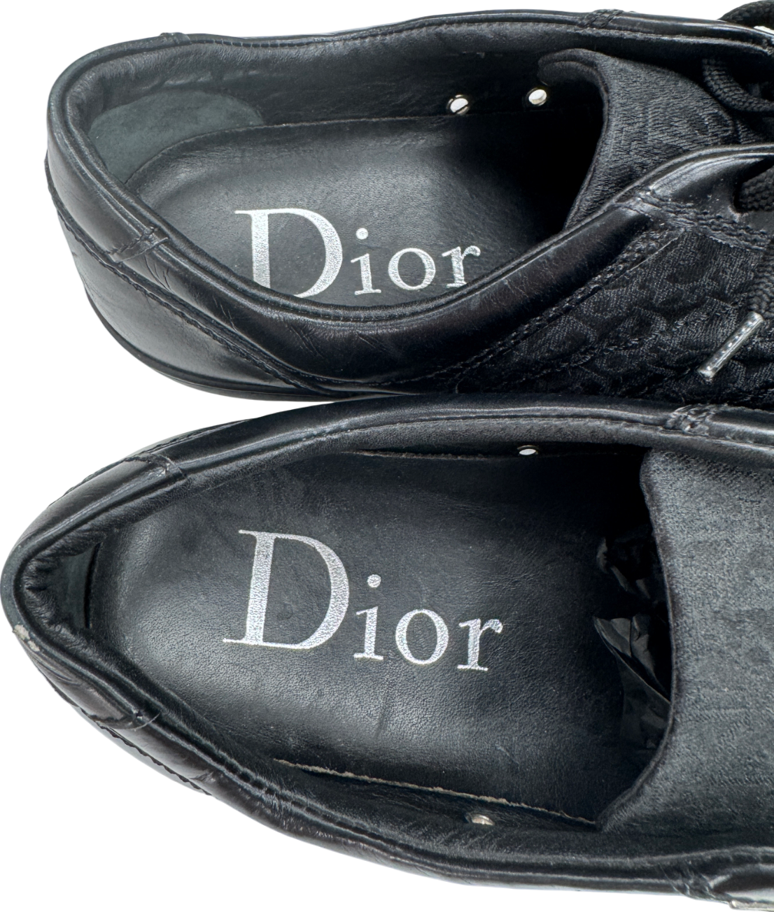 Dior Black Leather & Cloth "D" Charm Trainers UK 7.5 EU 40.5 👠
