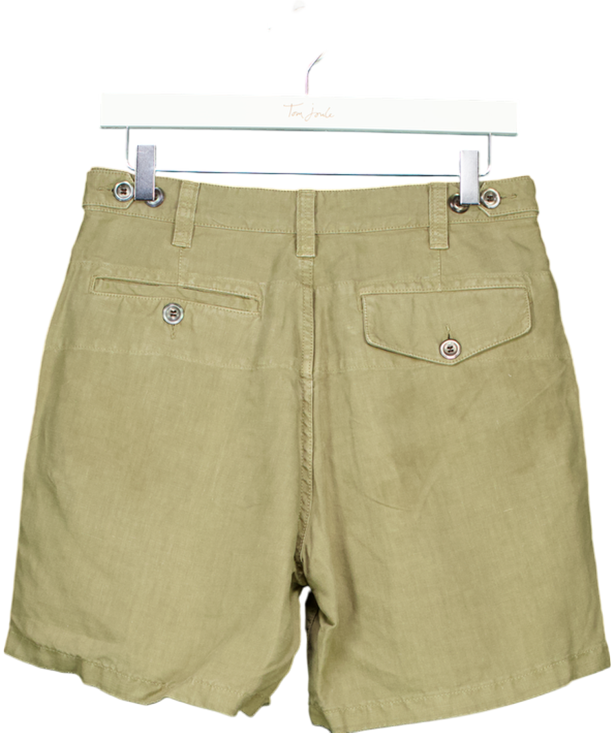 Drakes Green Single Pleat Linen Shorts W30