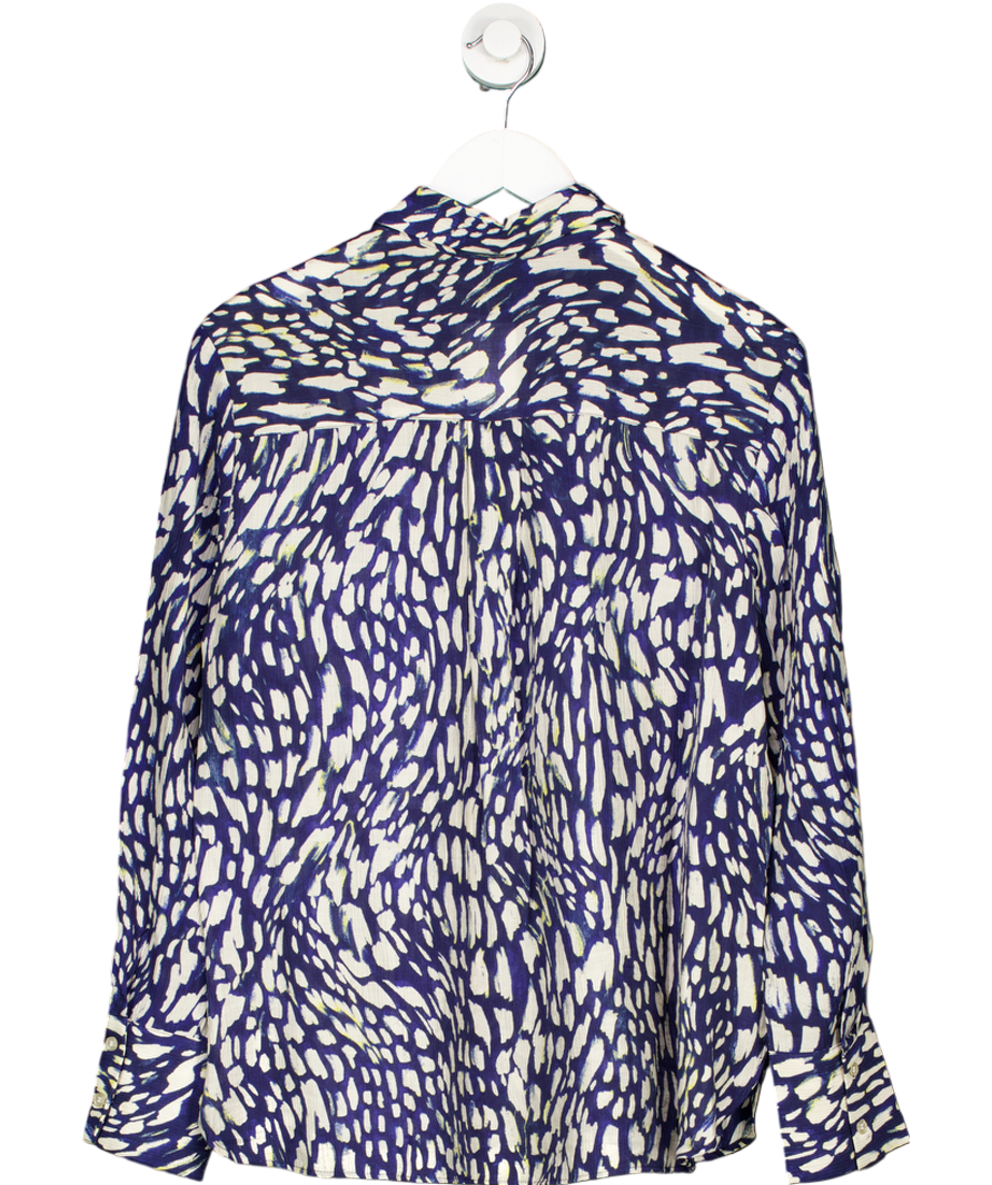 MANGO Blue Lyocell Printed Shirt UK 8