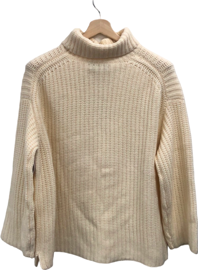 WYSE LONDON Ivory Cashmere Blend Coral Chunky Roll Neck Jumper UK XL