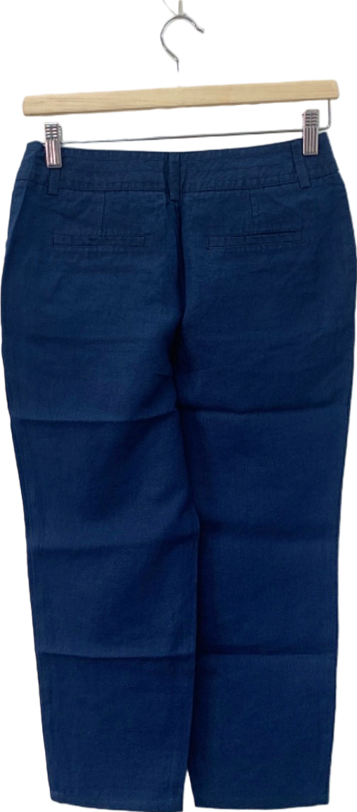 Boden Navy Wide-Leg Linen Trousers UK 6P