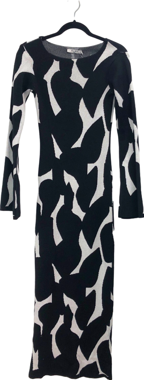 NA-KD Black and White Wide Sleeve Knitted Maxi Dress UK XS