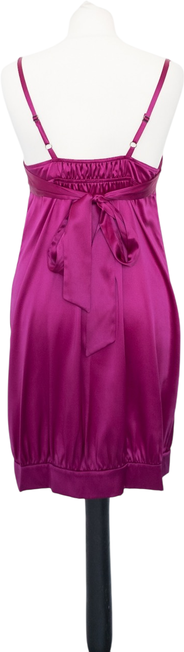 REBECCA TAYLOR Stretch Silk Satin Magenta Pink Mini Dress Us 8 UK 12