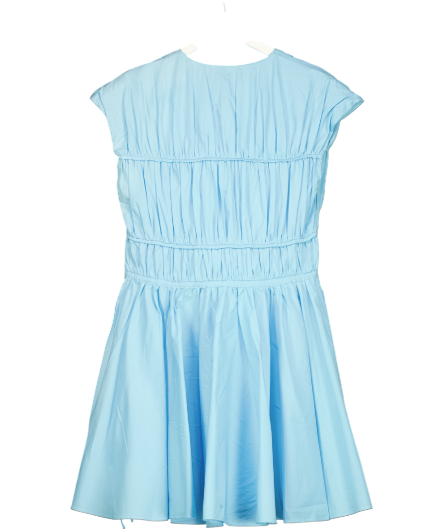 TOVE Blue Ceres Tie-detailed Cotton-poplin Mini Dress UK 6
