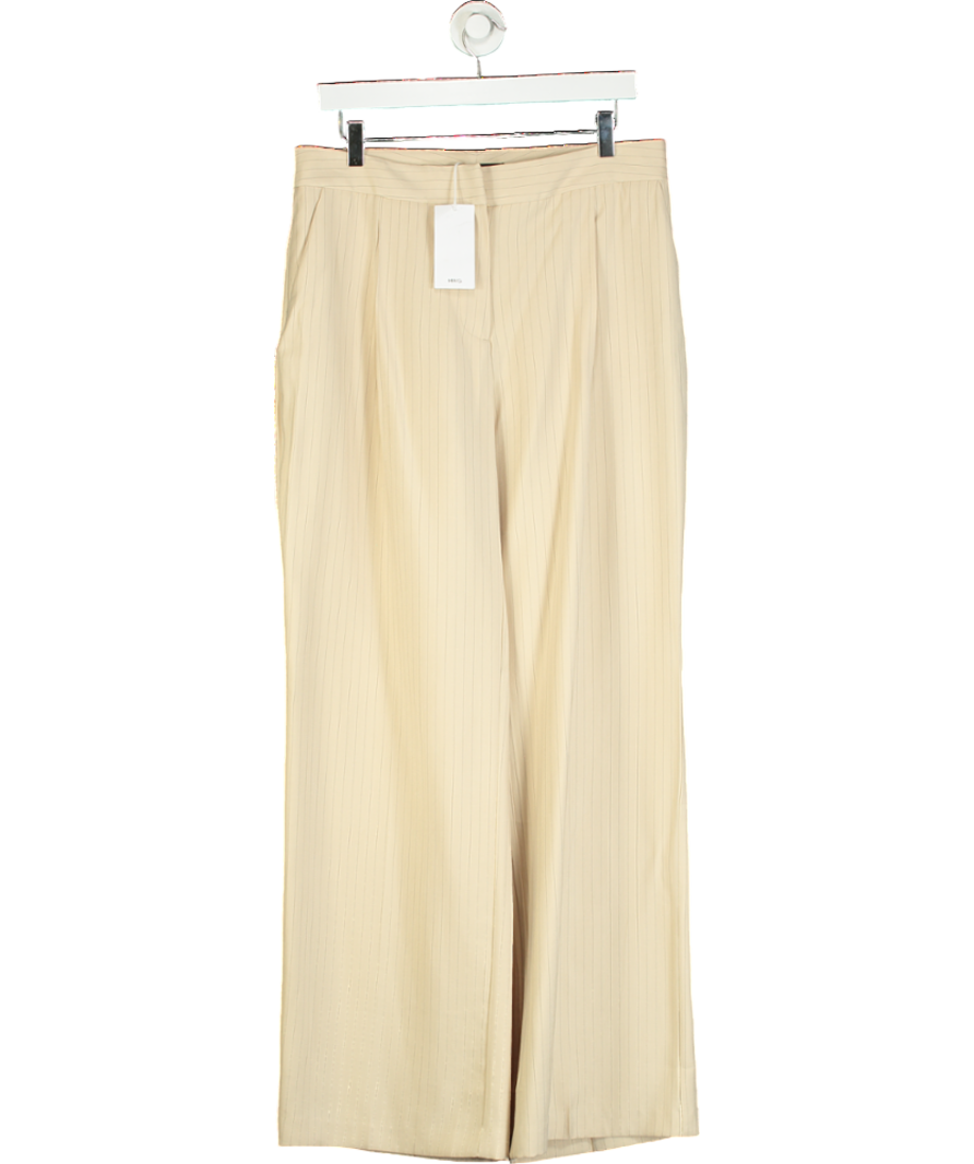 MANGO Beige Striped Suit Trousers UK 12