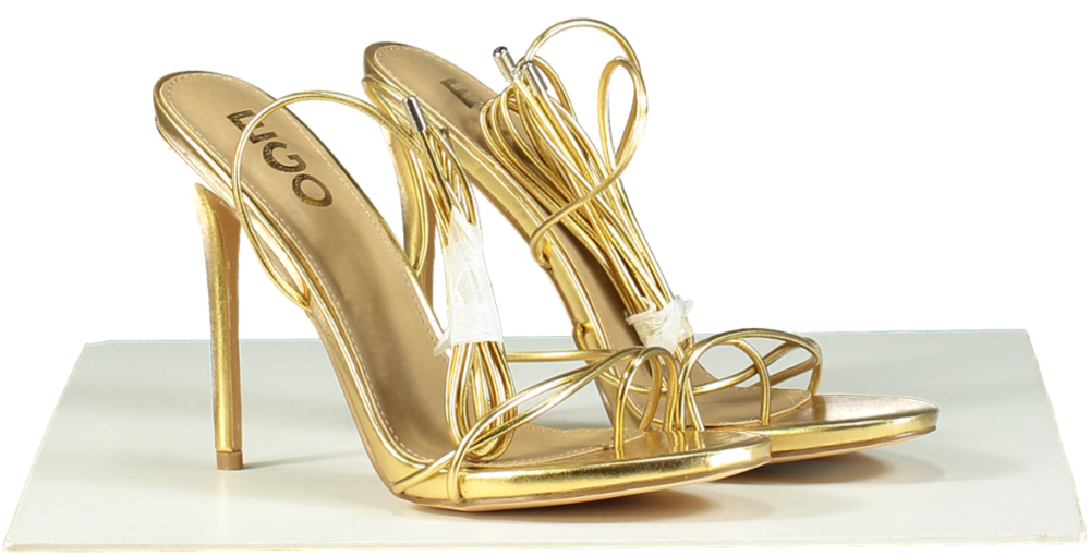 EGO Gold Strappy Heels UK 8