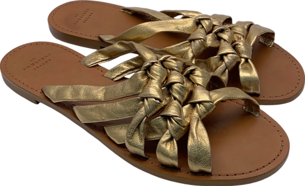 Sezane Gold Braided Leather Sandals UK 8