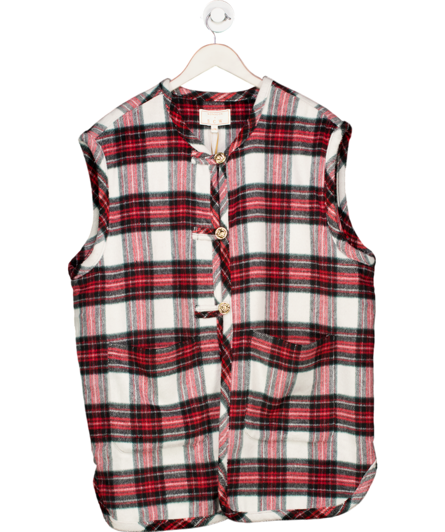 Monsoon X Sarah Corbett-winder Brushed Tartan Gilet Red UK L/XL