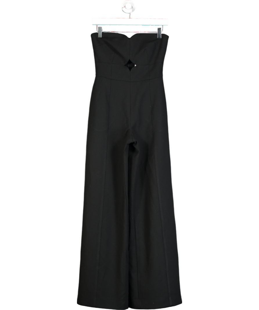 Karen Millen Black Compact Stretch Bandeau Tailored Wide Leg Jumpsuit UK 6