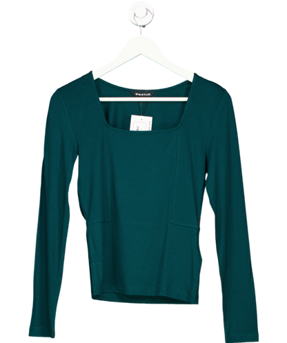 Whistles Green Square Neck Long Sleeve Top UK 10