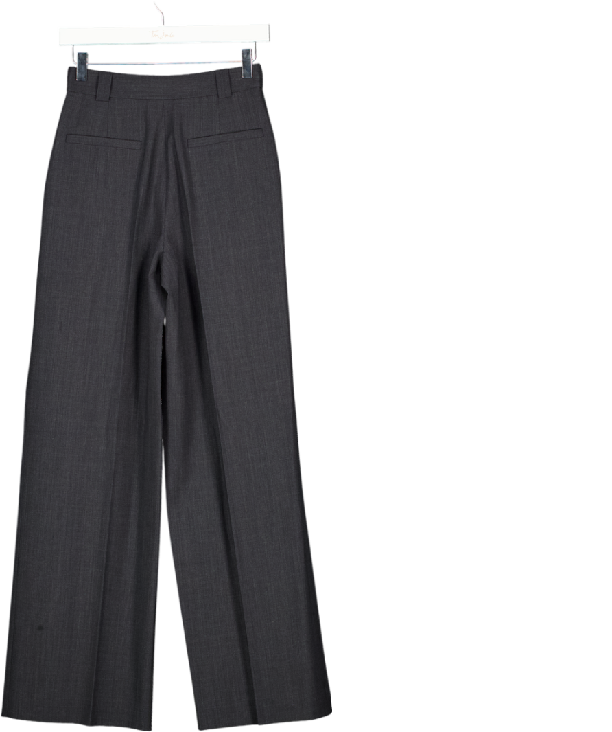 Whistles Grey Frida Wool Blend Wide Leg Trouser UK 8
